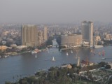 View of the Nile River and the Four Seasons Hotel in Cairo, Egypt