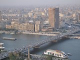 View of the Nile river from the Cairo Tower and also some dinner boats which are quite popular on the nile