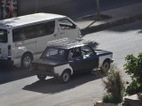 The popular black and white taxi in Cairo, Egypt